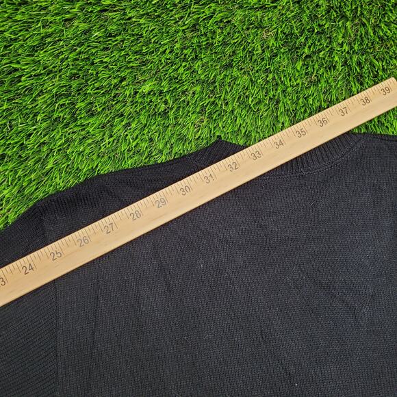 Vintage 80s MOD Knitwear Sweater Large 22x25 Black - Picture 3 of 9